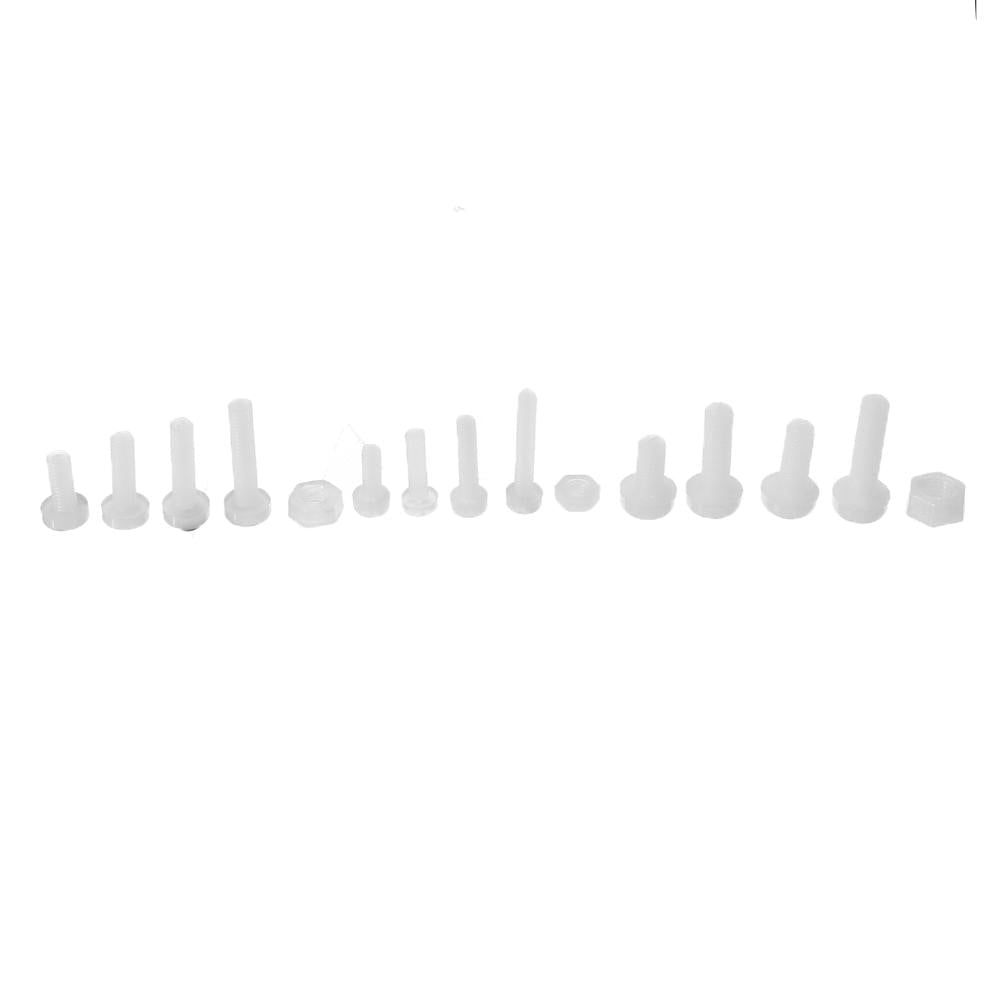 480pcs White/Black M2/M2.5/M3 Nylon Plastic Phillips Screw Round Head Hex Nut Assortment Kits