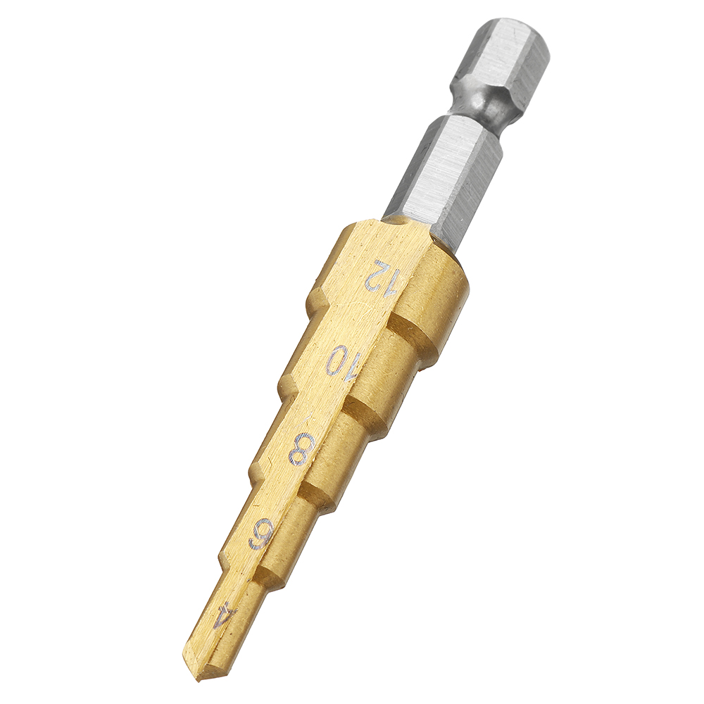 4-piece Set Includes 6mm Capped Center Punch Locator and 3pcs HSS Hexagonal Shank Step Drill