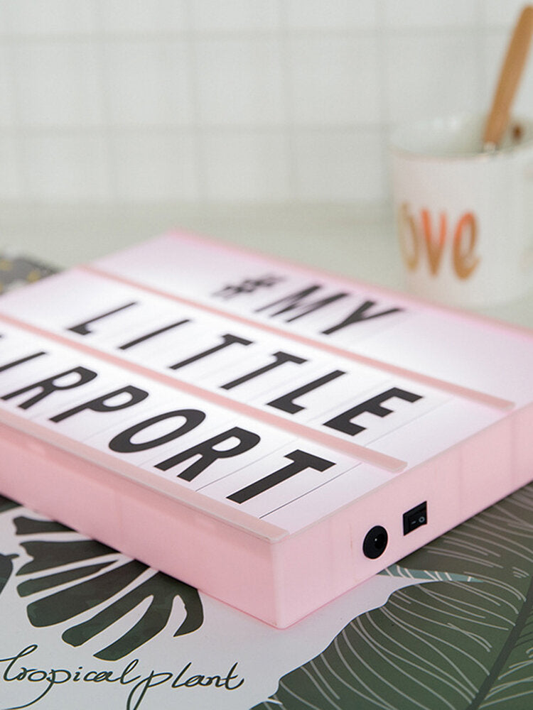 LED Creative Lamp with 96PCS Letter Message Cards DIY Combination A4 Light Box Photo Props Pendant