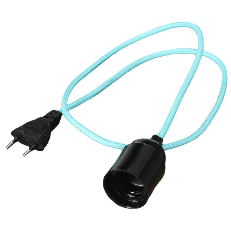 Fabric Cable Pendant Lamp Vintage Industrial Filament Light Bulb Holder Base 110V-240V