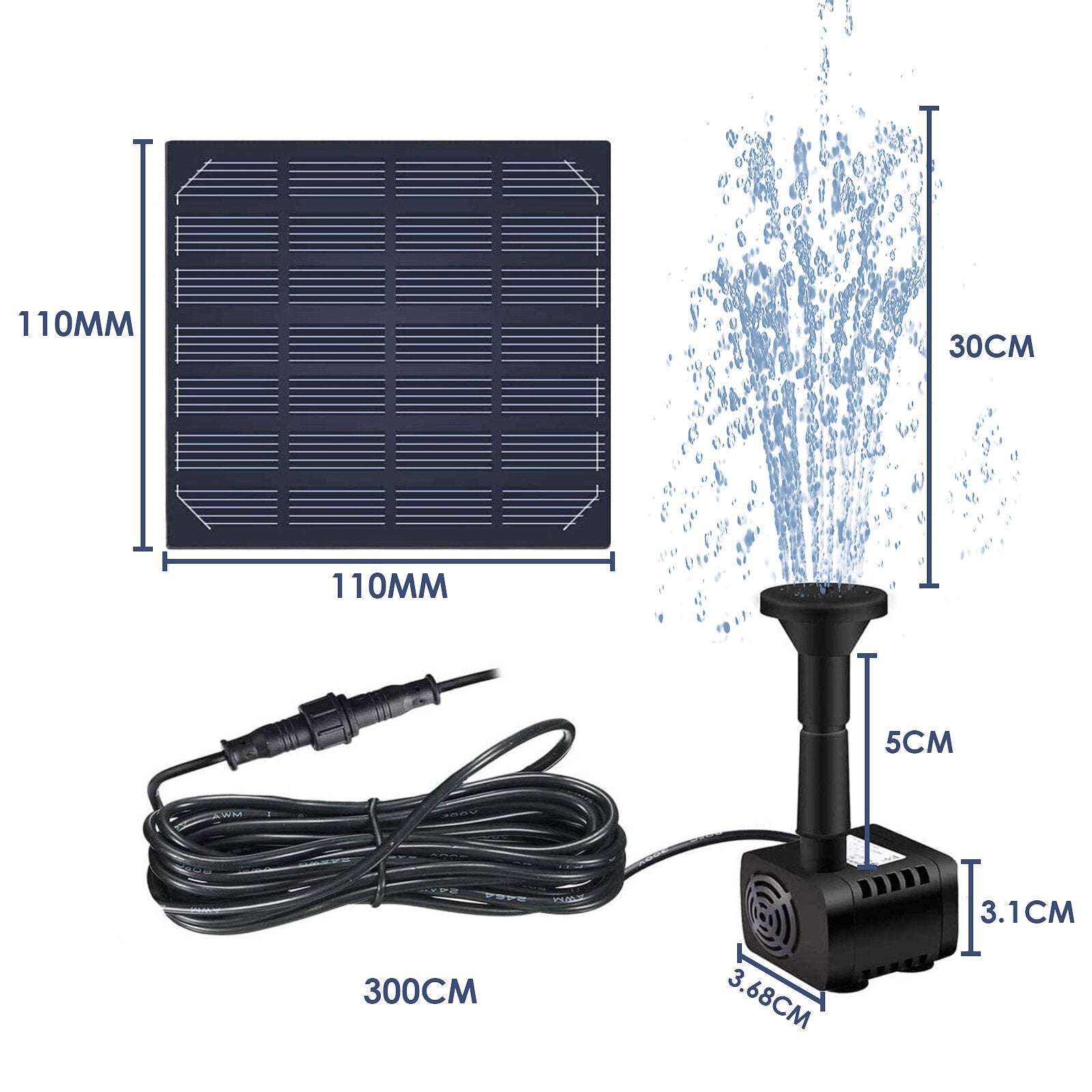 1.8W 180L/H Brushless Solar Panel Fountain Water Pump for Garden Pool Pond Aquarium Fountain