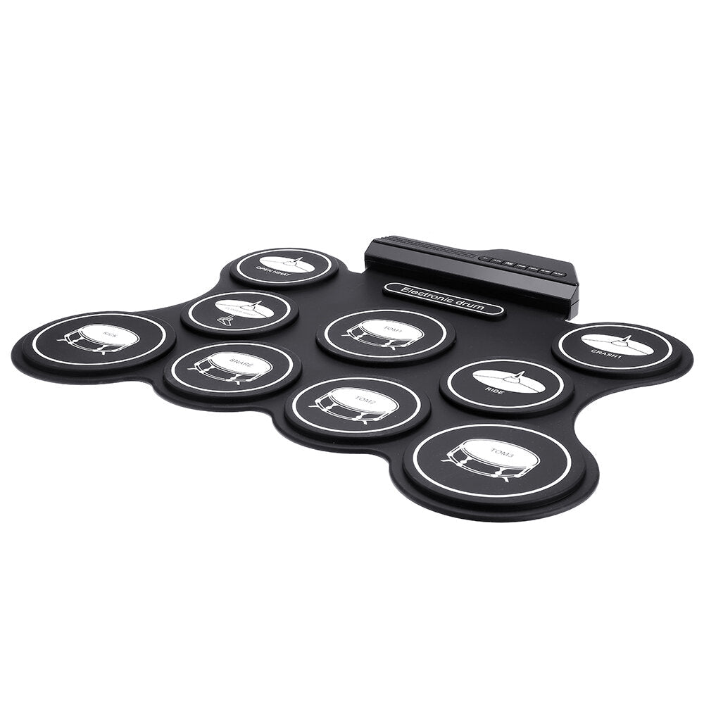 9 Pads Electronic Drum Portable Roll Up Drum Kit USB MIDI Drum with Drumsticks Foot Pedal for Beginners