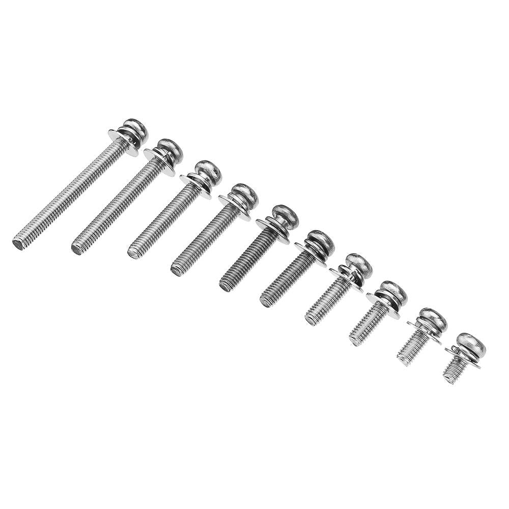 M3SP2 200Pcs M3 Stainless Steel 6-30mm Phillips Pan Head Machine Screw Washer Bolt Asortment