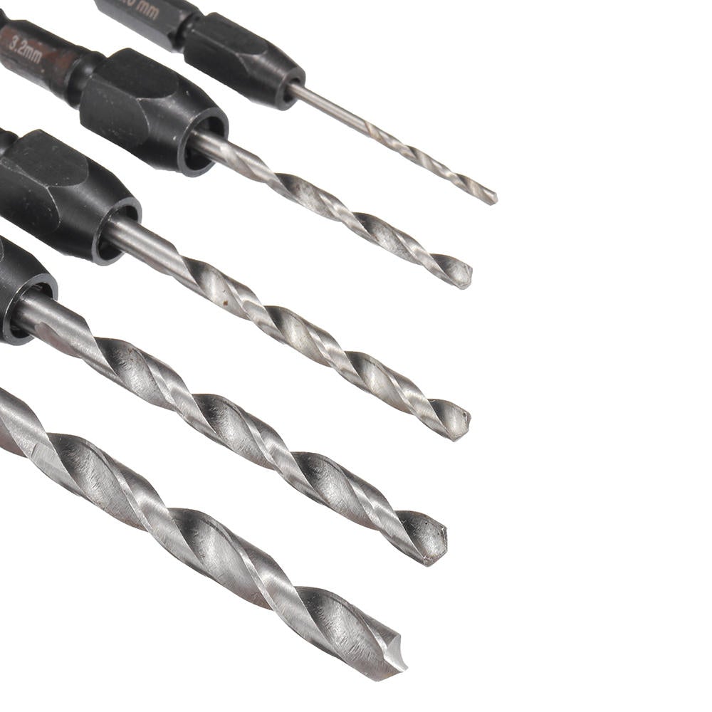 5Pcs 2-6mm Quick Change Twist Drill Bit Set Hex Shank HSS 2/3.2/4/5/6mm