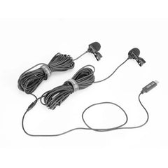 Dual Lavalier Microphone Omnidirectional Digital Clip-on Lapel Collar Mic for USB Type-C Android Smartphone iPad Pro PC 6M
