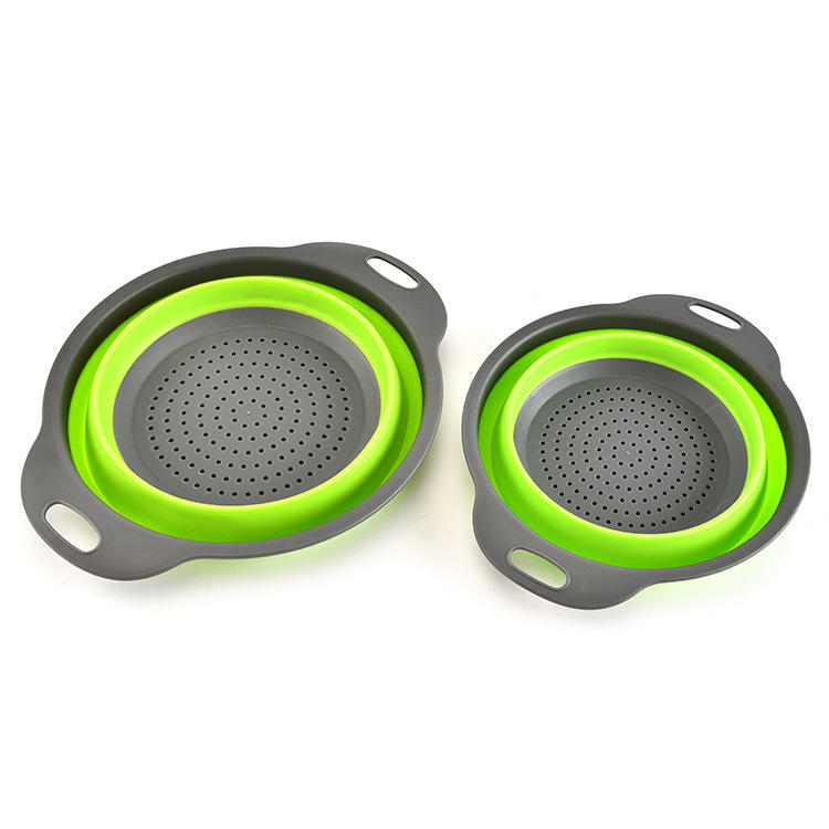 2Pcs/Set Silicone Folding Drain Baskets Retractable Colander Camping Picnic Storage Gadgets