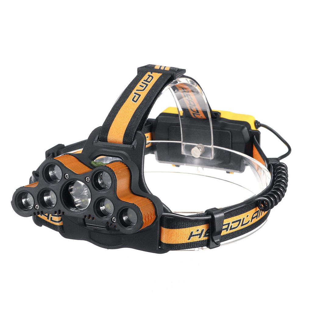 2501-B 6-Modes 7xT6+2xQ5 LED Outdoor Head Torch Waterproof Ultra Bright Headlamp With SOS Whistle
