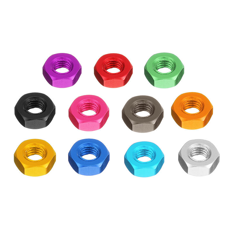 10pcs M3 Aluminum Alloy Hexagonal Hex Nut Lock Nut Multicolor