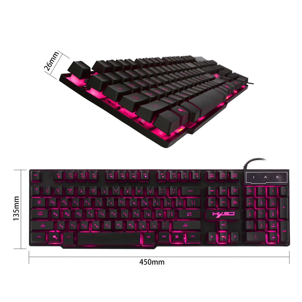 Wired Russian Gaming Keyboard 104 Keys 3 Colors LED Backlight Keyboard for Computer Laptop PC Gamer