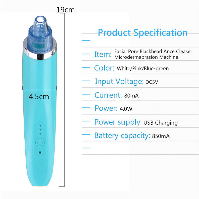 Face Facial Cleansing DC5V 850mA USB Electric Nose Pore Cleanser Cleaner Vacuum Beauty Machine Blackhead Zit Acne Remover Tool