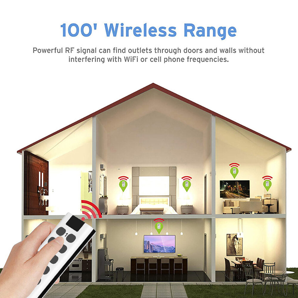 Universal Remote Control And EU Outlet Smart Socket Set With Night Light Outlet Wireless 433 Mhz Compatible With Broadlink Remote Control
