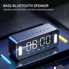 Bluetooth 5.0 Full-Range Speaker 2500mAh Stereo Bass LED Display Digital Electronic Clock FM Radio Bass Portable Speaker
