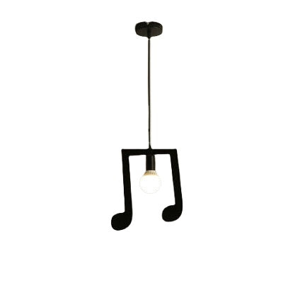 AC85-265V Music Symbol Pendant Lights E27 Creative Black Led Pendant Lamp for Bar bedroom bookroom Pendant Lighting Without Bulb