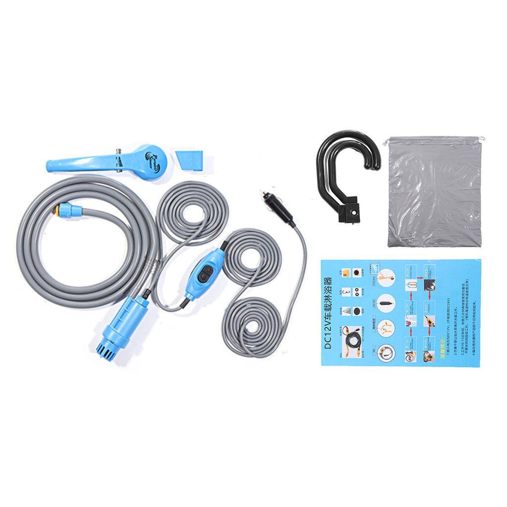 Portable 12V Car Water Shower Pump Set For Travel Trip Camp RV Caravan Boat Kit