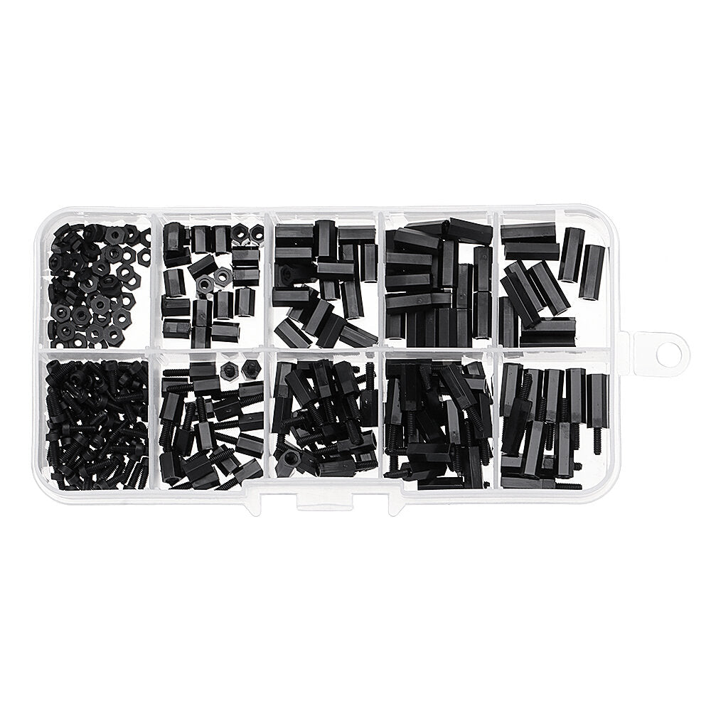 M2 Nylon Screw Black Hex Screw Nut Nylon PCB Standoff Assortment Kit 300Pcs