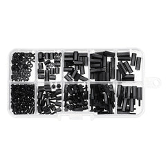M2 Nylon Screw Black Hex Screw Nut Nylon PCB Standoff Assortment Kit 300Pcs