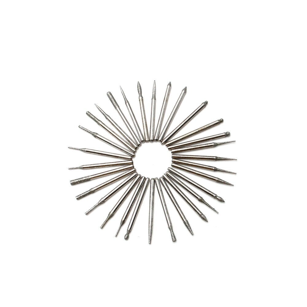30Pcs 35mm Of Suit Jade Carving Grinding Needle Emery Diamond Grinding Head Diamond Grinding Rod
