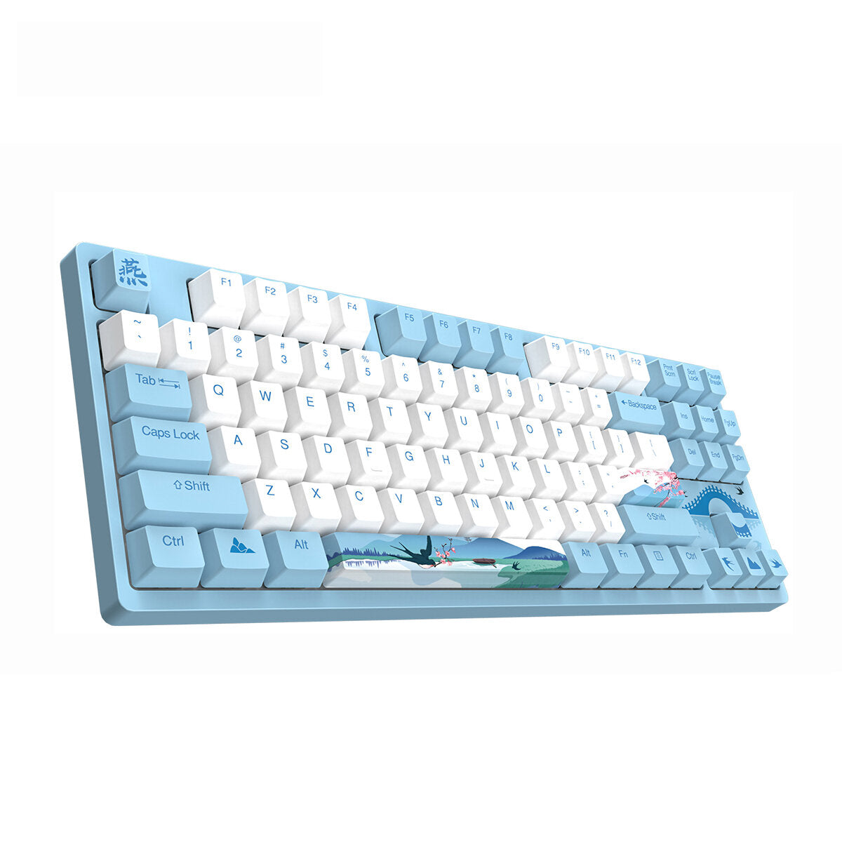 Mechanical Keyboard Swallow Theme Wired Ice Blue Backlight 87 Keys Cherry MX Switch Blue PBT Keycaps Gaming Keyboard
