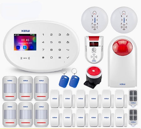 WIFI GSM Smart Home Security Alarm System with 2.4 Inch TFT Touch Panel APP Control Wireless Sensor Burglar Smoke Detector