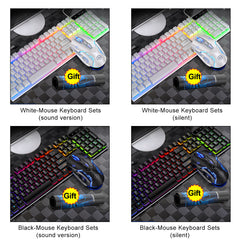 104 Keys USB Wired Gaming Keyboard and Mouse Set Waterproof Silent/Sound Changing Backlight Mouse for Computer Desktop Notebook