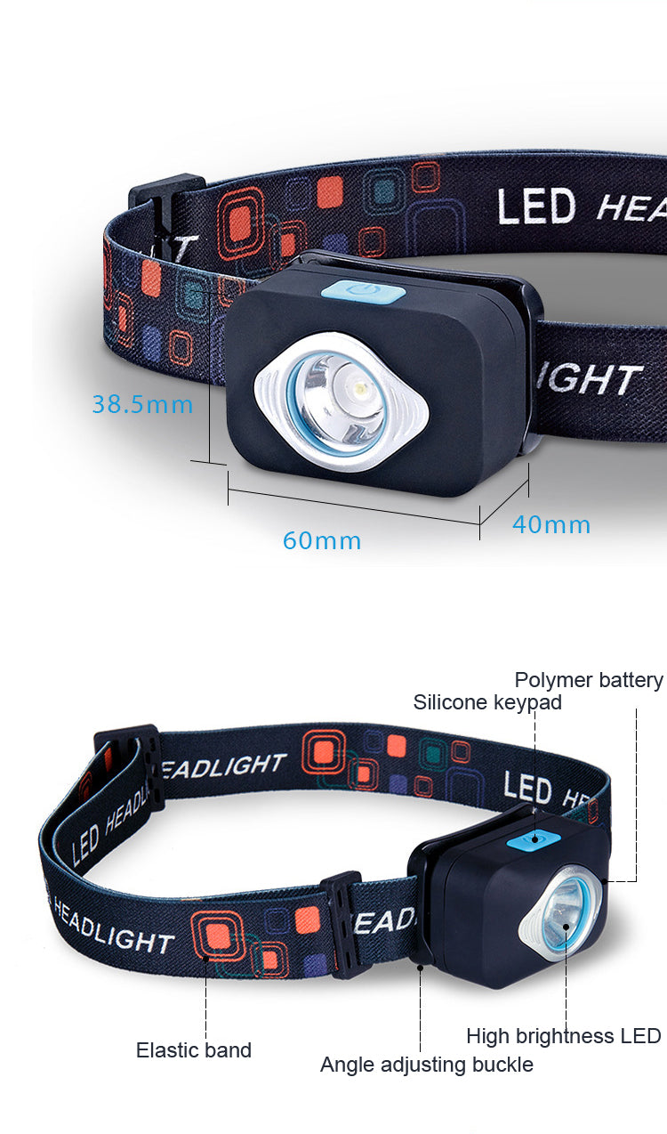 250LM 5 Modes 1200mAh Battery USB Rechargeable Waterproof Headlamp
