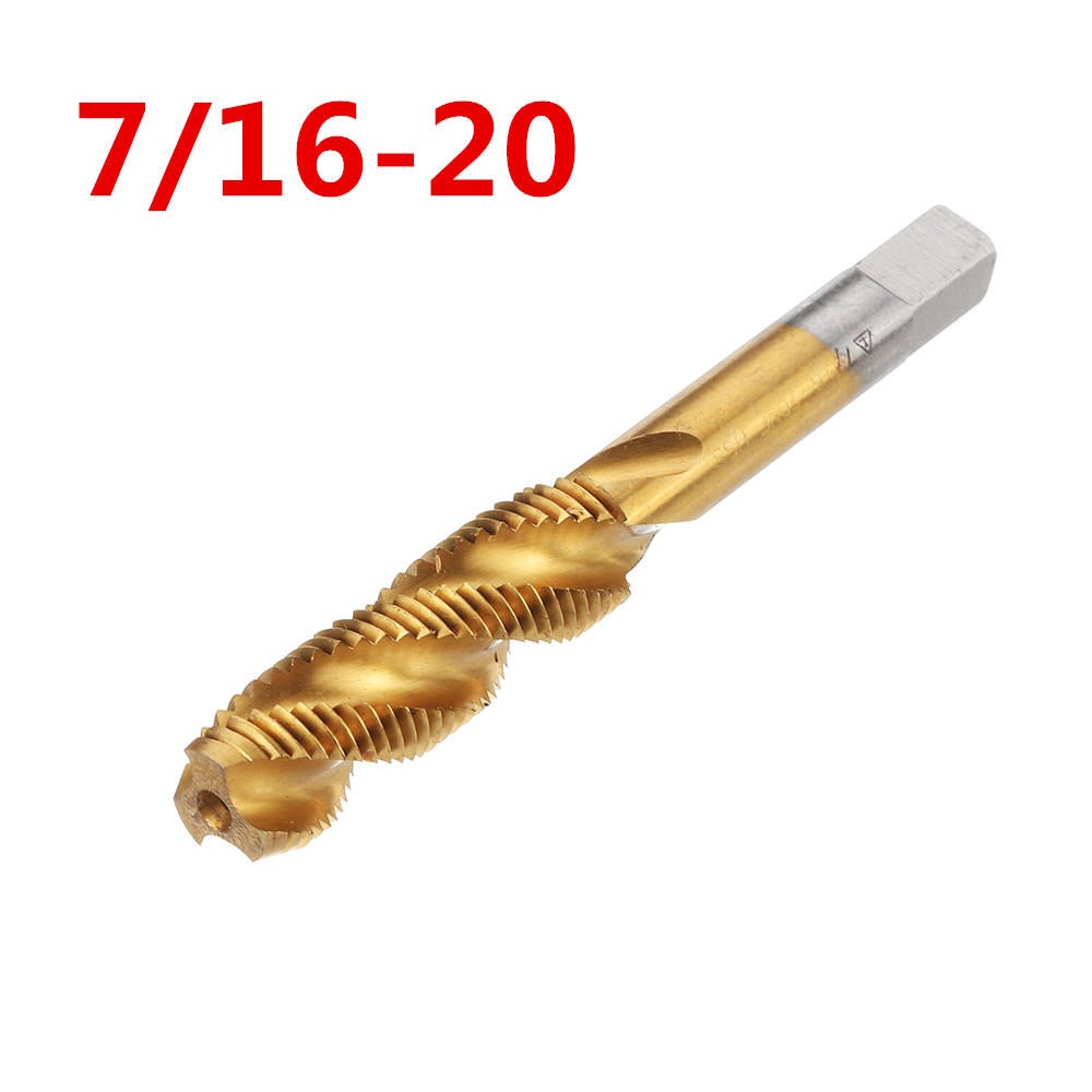1/2-3/4 Imperial Spiral Flute Hand Tap HSS Titanium Coated Machine Screw Plug Tap Drill