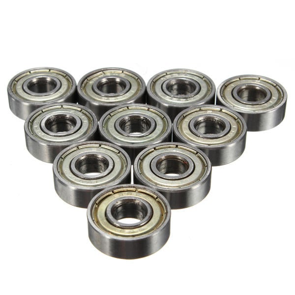 10Pcs Skateboard Groove Roller Blade Ball Bearings Wheels Silver