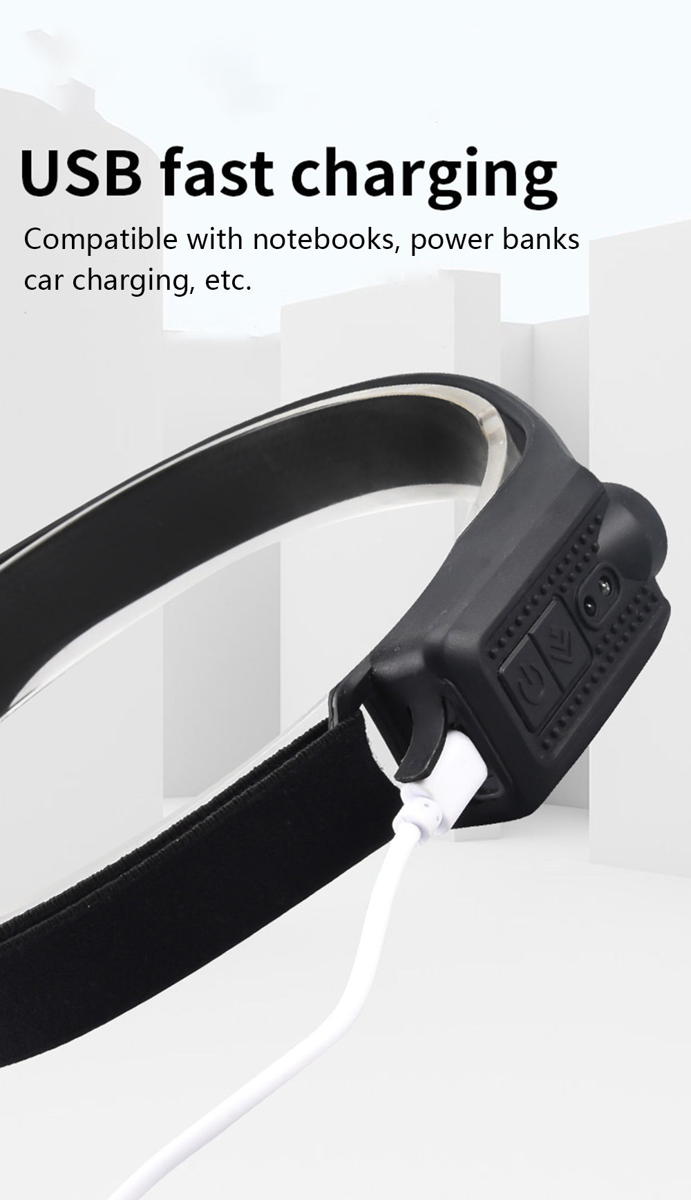 2XPE+COB Induction Headlight 1200mAh 270 Wide Range 350LM 5 Lighting Modes Type-C Rechargeable Head Torch