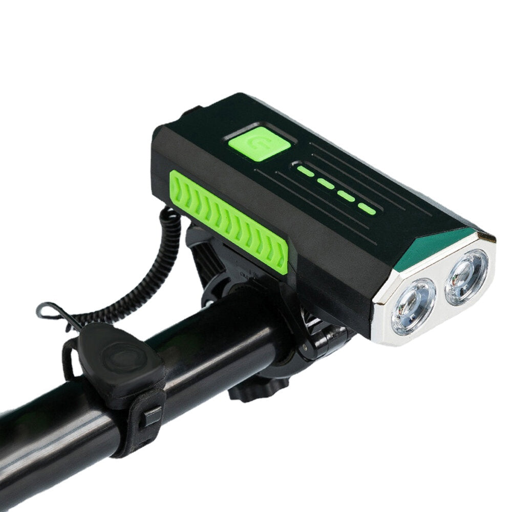 Bicycle Headlight Super Bright 3 Modes USB Rechargeable Bike Front Light with 120dB Horn Bell Power Bank