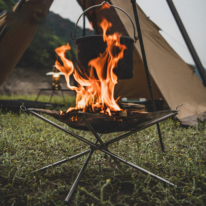 Folding Charcoal Grill Camping Cooking BBQ Grill Rotisserie Grill