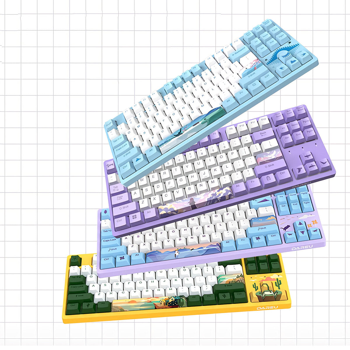 Mechanical Keyboard Swallow Theme Wired Ice Blue Backlight 87 Keys Cherry MX Switch Blue PBT Keycaps Gaming Keyboard