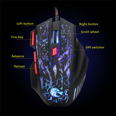 Russian Wired Gaming Keyboard & Mouse Set 104 Keys Rainbow Backlit Punk Keycaps Mechanical Feel Keyboard 5500DPI 7 Buttons Computer Mouse