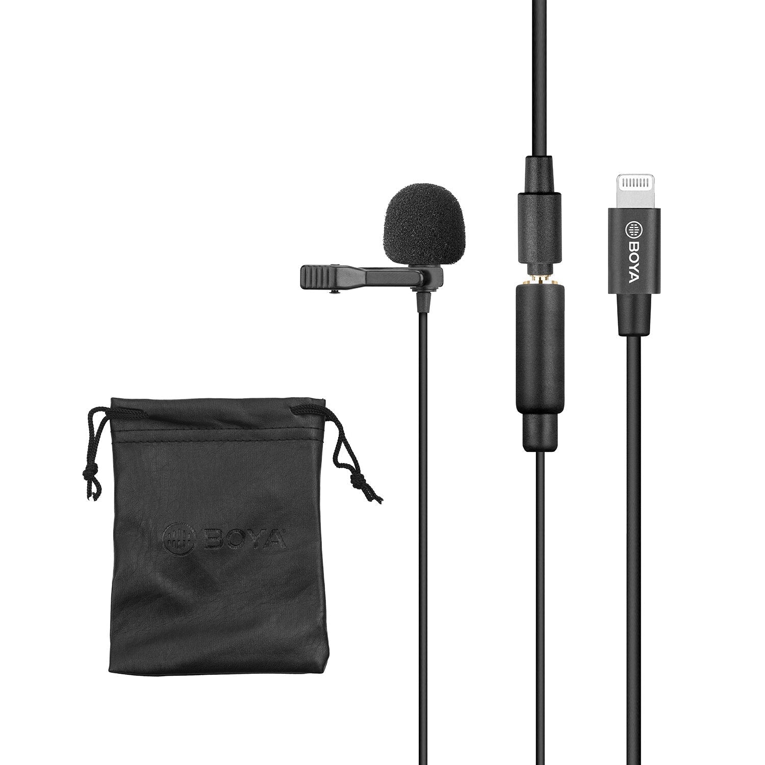 Cardioid Lavalier Lapel Clip-on Microphone Detachable Single Head for iOS Smartphones with 3.5mm TRS to Lightnings Cable
