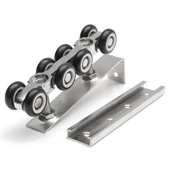 2pcs Stainless Steel Sliding Wooden Door Closet Track Pulley 8 Wheel