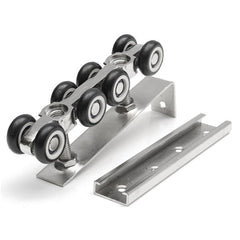 2pcs Stainless Steel Sliding Wooden Door Closet Track Pulley 8 Wheel