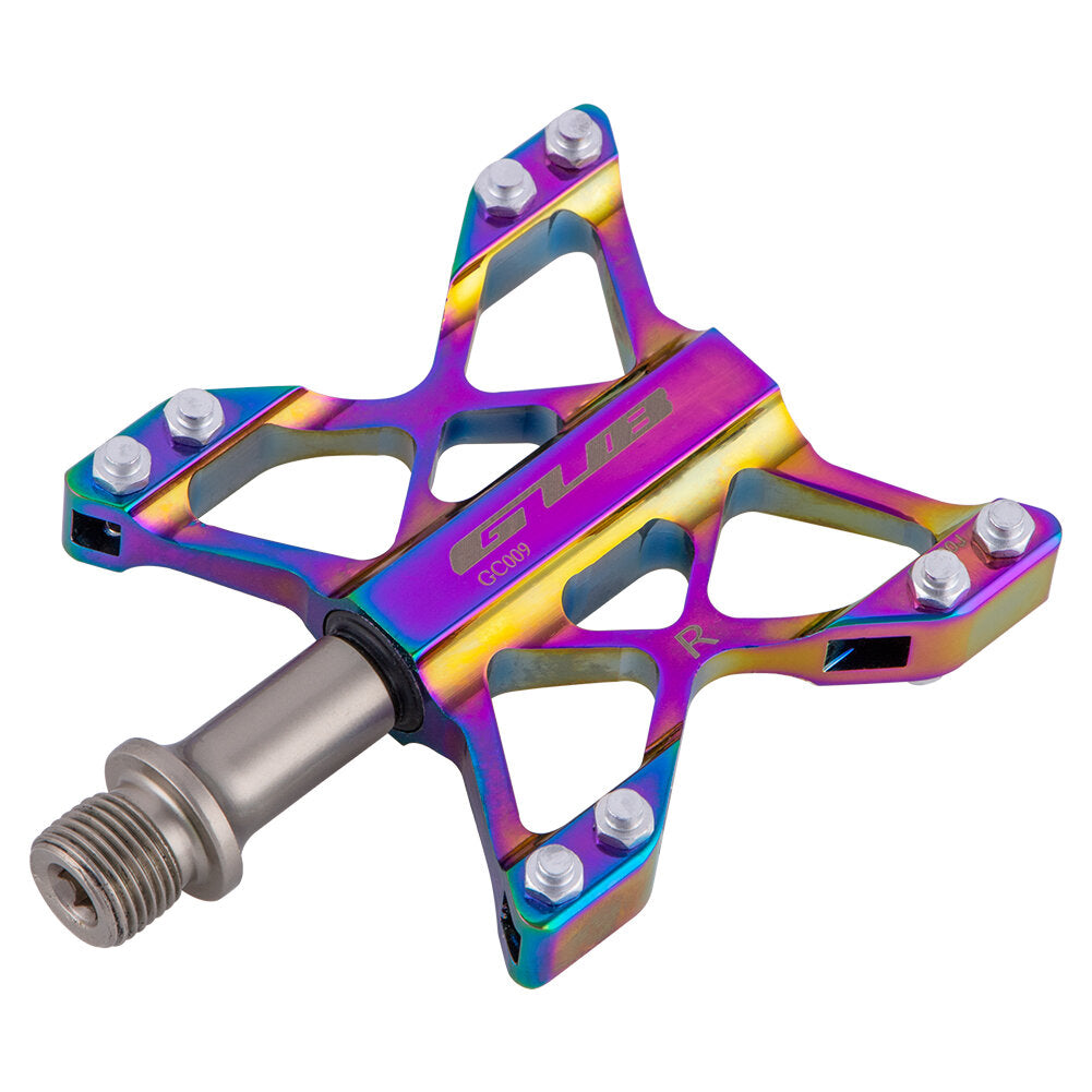 Bike Pedals Pair Aluminum Alloy 3 Bearing Flat Platform Colorful Non-slip