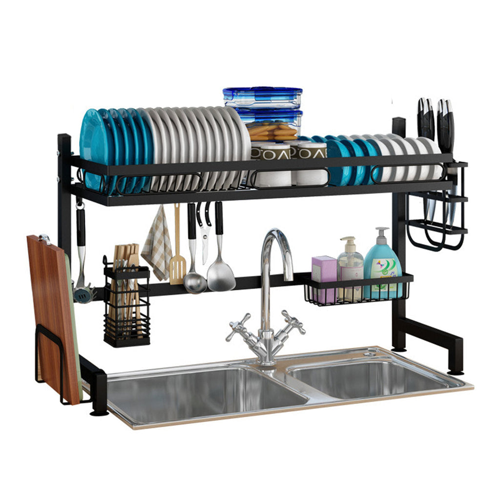 Drying Tableware Storage Shelf Kitchen Tableware Storage Rack Multifunctional Dish Drain Rack Plastic Steel and Wood Tool Holder
