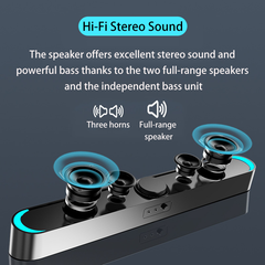 Bluetooth 5.0 Speaker 2.1 Channel Wireless Soundbar Subwoofer with Independent Heavy Bass Unit Hi-Fi Stereo Sound for Laptop PC Theater TV Aux 3.5mm