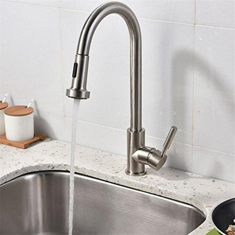Kitchen Sink Faucet Pull-Down Sprayer 360 degree Rotate Cold And Hot Water Mixer Tap