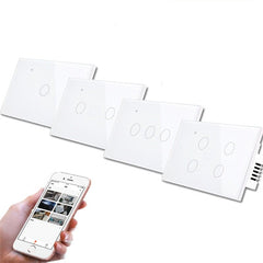 Wifi Wall Touch Sensitive Switch App Remote Control 1/2/3/4 Gang Wireless LED Light Smart Touch Screen Switch Work with Alexa Google Assistant
