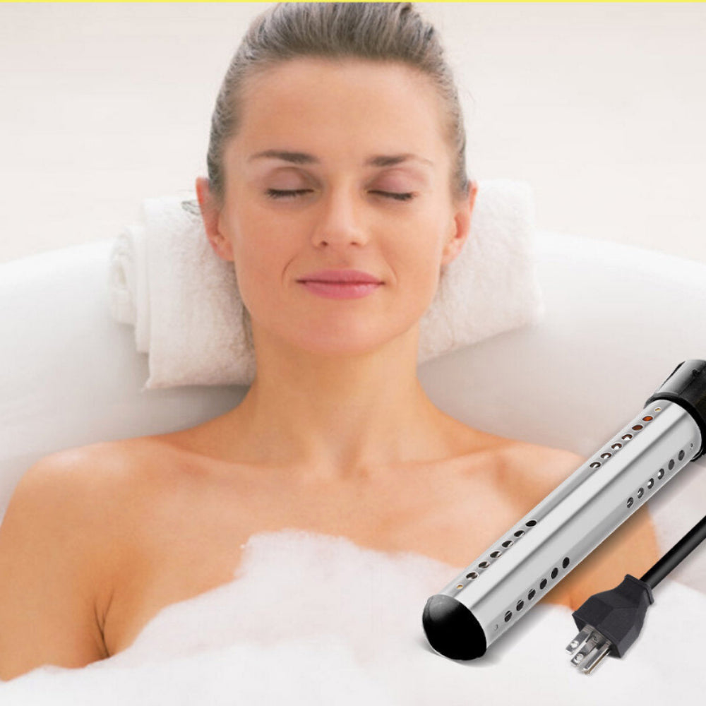 1500W Immersion Electric Heater Portable Stainless-steel Cover Submersible Water Heater with Digital Thermometer for Inflatable Pool Bathtub