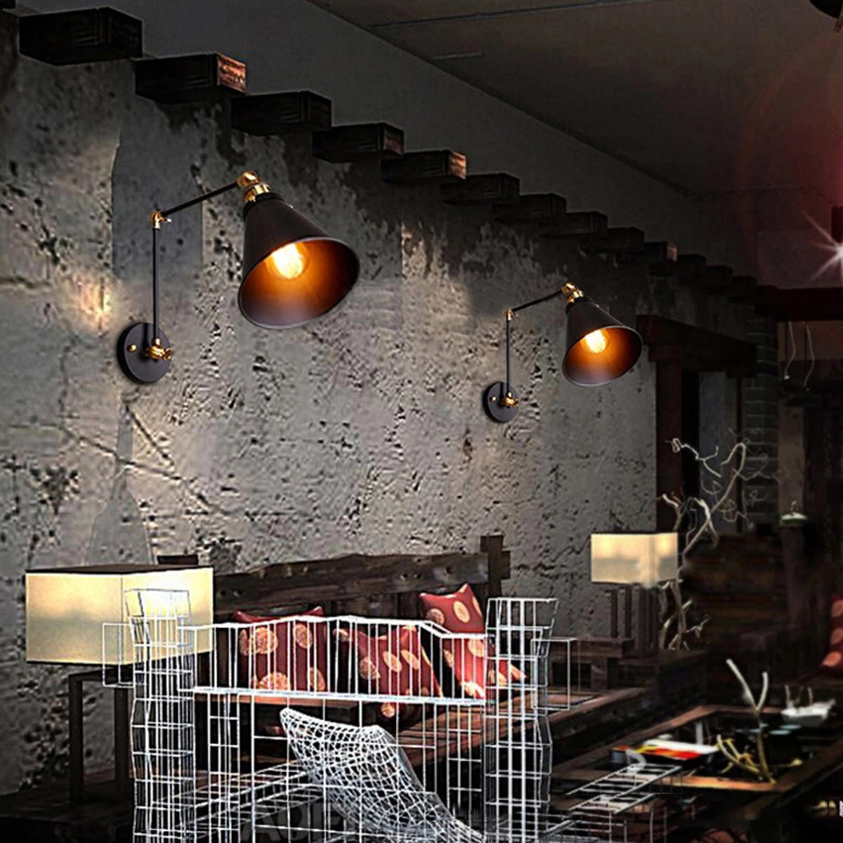 Industrial Swing Arm Sconce Wall Light Loft Lamp Fixture Fitting(Material: Copper+Iron)