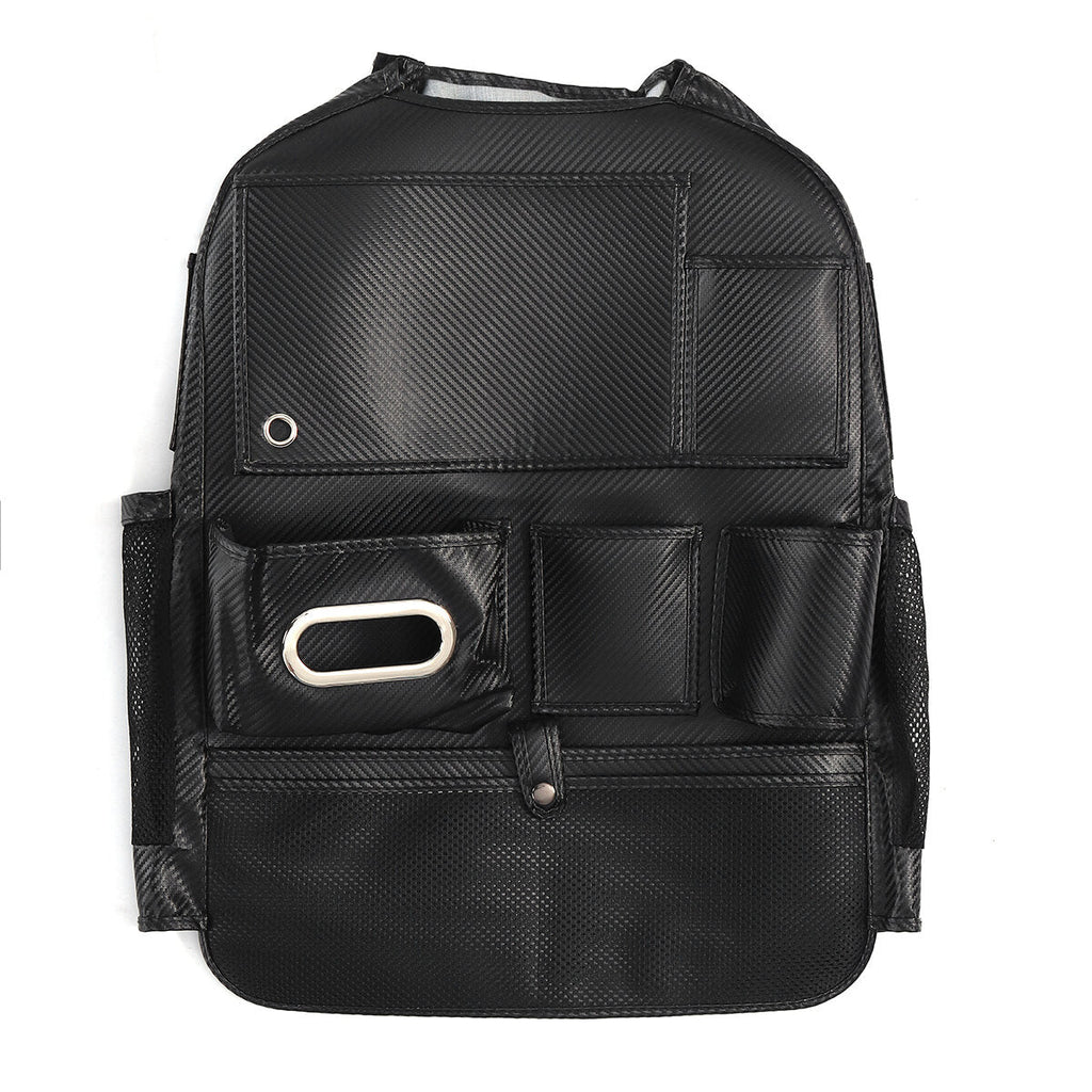 Leather Car Seat Back Storage Bag Seat Cover Multi-functional Cup Holder Organizer