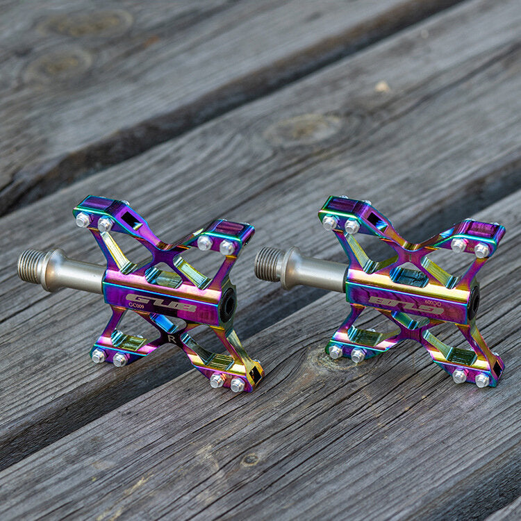 Bike Pedals Pair Aluminum Alloy 3 Bearing Flat Platform Colorful Non-slip