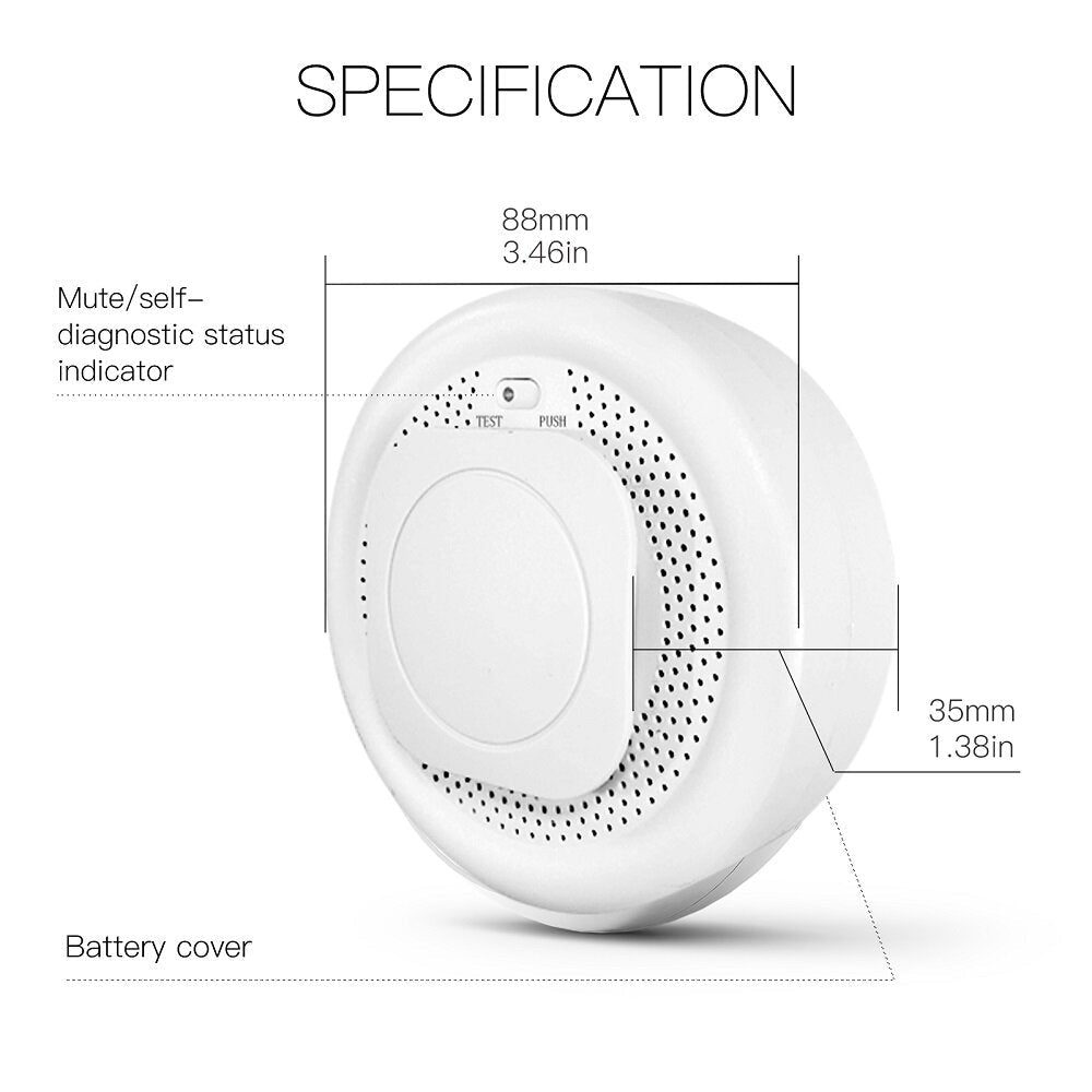 Smart Home Wireless Smoke Sensor App Remote Control Photoelectric Smoke Fire Detection Alarm