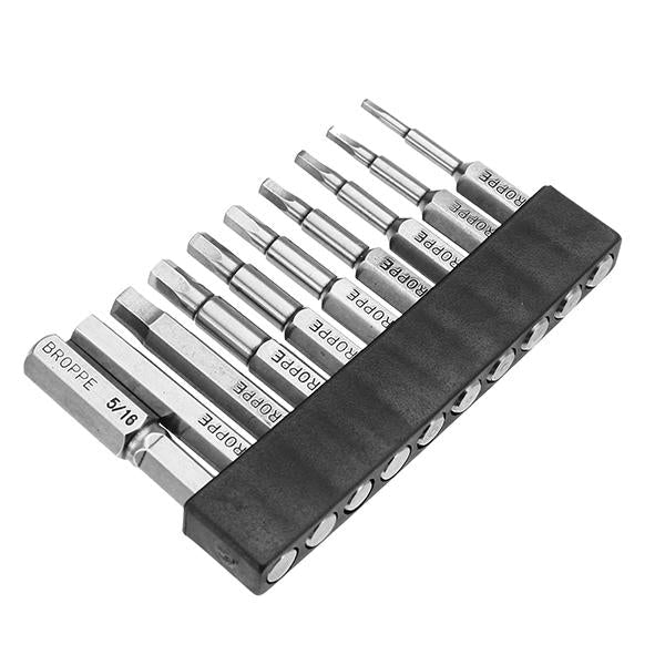 10pcs SAE 5/64-5/16 Inch Hex Head Screwdriver Bit 1/4 Inch Hex Shank Magnetic Screwdriver Bit
