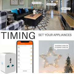 Wifi Bluetooth Socket 10A 15A Switch Plug APP Control Timing Function Power Saving Remind Smart Sensor