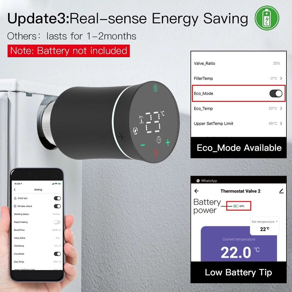Thermostat Radiator Actuator Valve Smart Programmable TRV Temperature Controller Alexa Voice Control
