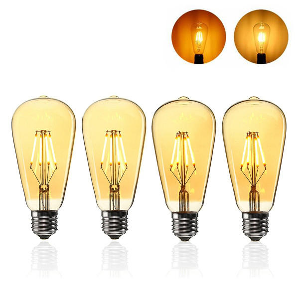 E27 4W Golden Cover Dimmable Edison Retro Vintage Filament COB LED Bulb Light Lamp AC110/220V