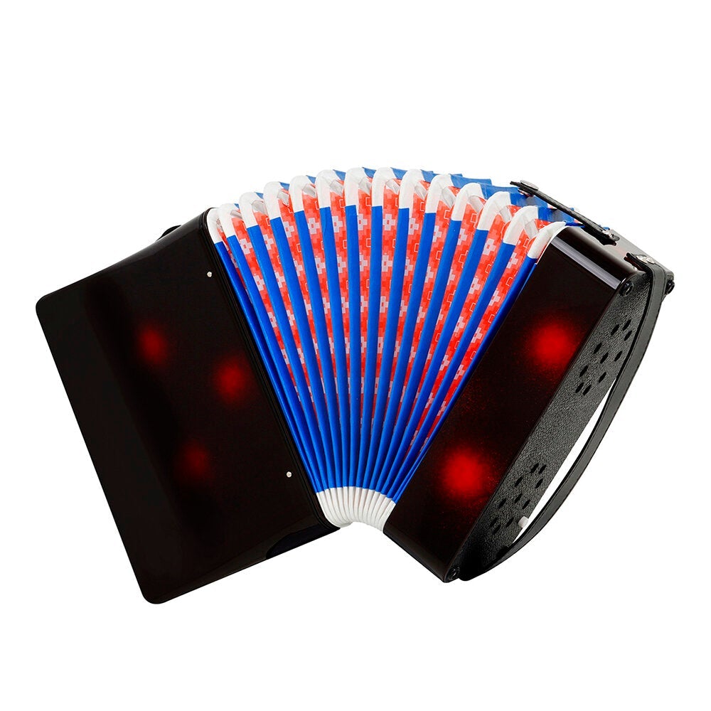 17 Key 8 Bass Accordion Musical Instrument Accordion Beginner Adult Musical Instrument Deep coffee+Red Dot Pattern Keyboard Musical Instrument Gift